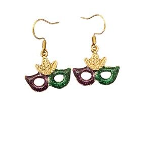 Mardi Gras Theme Mask Dangle Earrings